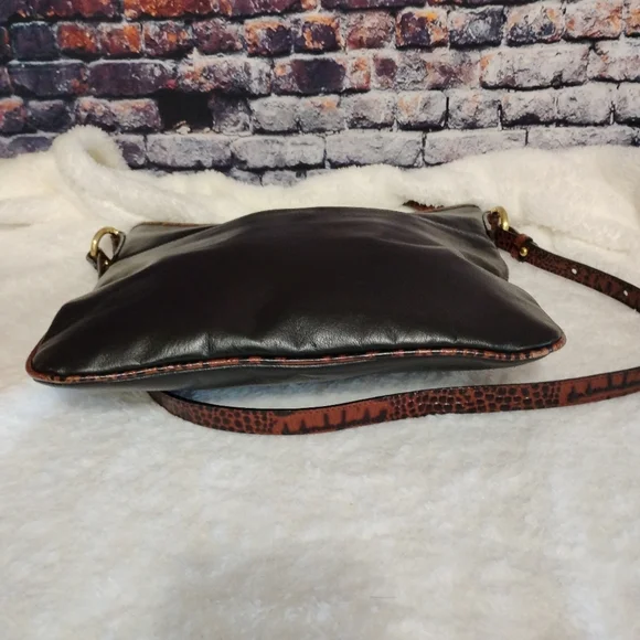 Vintage Brahmin Julie Smooth Black Brown  Leather Handbag Shoulder Bag Purse - Picture 12 of 16
